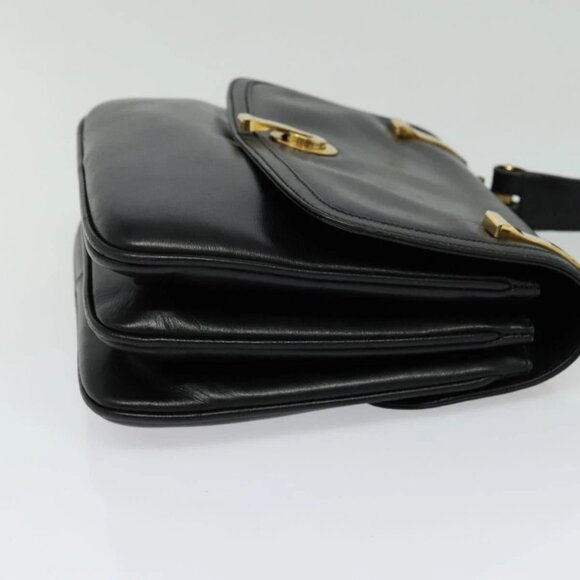 GUCCI Shoulder Bag Leather Black Gold Auth - Picture 4 of 16